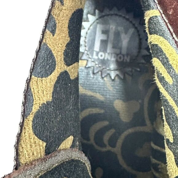 Fly London Dark Brown Leather Lace Up Yip Ruched Ankle Wedge Boots Size 39 -8/5 - Picture 3 of 8